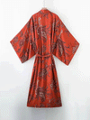 Evatrends cotton gown robe printed kimonos, Party Wear, Outerwear, Polyester, Nightwear, Long kimono, Board Sleeves, Red color, loose fitting, Printed