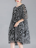 Abby Vintage Animal Print High Waist Midi Dress