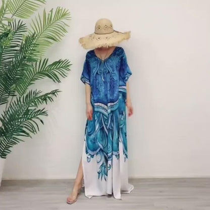 Dancing Peacock Bohemian Ethnic Style Maxi Dress