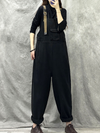 Women's Black Loose Overalls