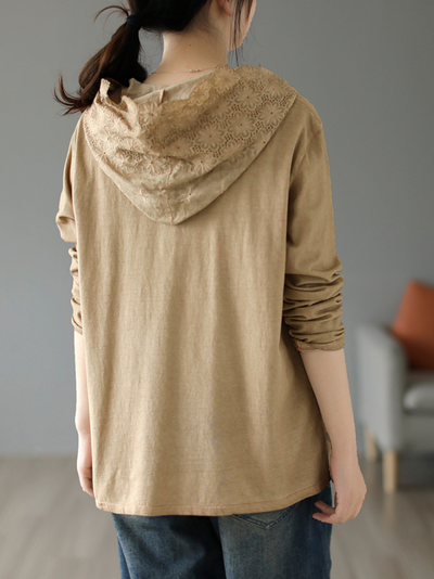 Women's Long Sleeves Hooded Shirt