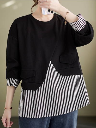 Women's Striped Splicing Top