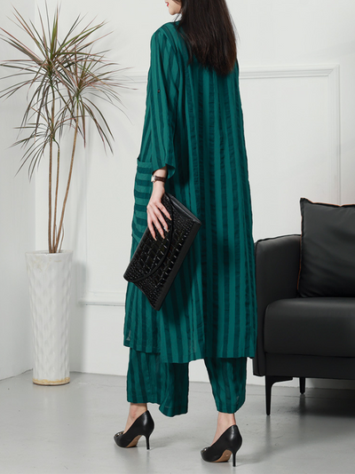 Women's Green Cotton Two-Piece Set