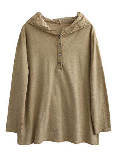 Women's Khaki Hooded Shirt