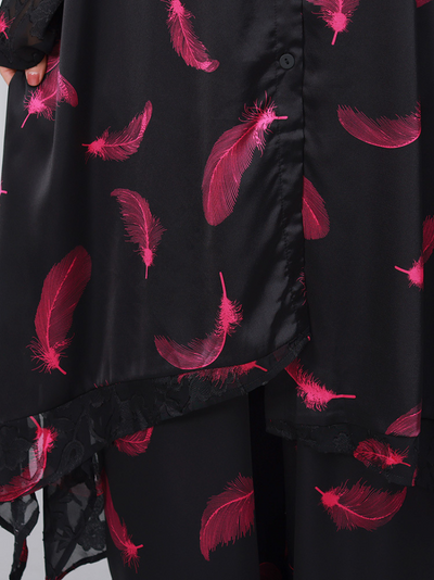 Women's Spring Tencel Irregular Printed Loose two pieces dress