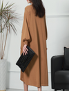 Women's Coffee Long Sleeves Midi-Dress
