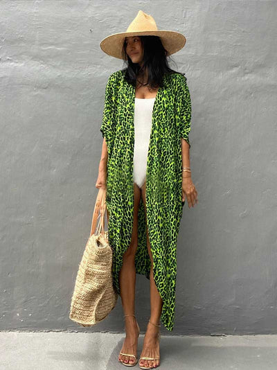 Evatrends cotton gown robe printed kimonos, Outerwear, Nightwear, Rayon, Board Sleeves, Different colors, Leopard print,