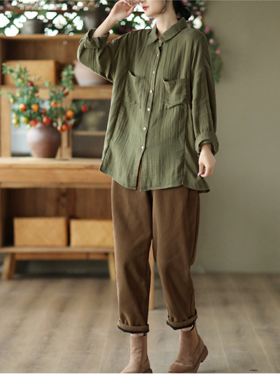 Women's Green Cardigan Shirt