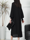 Women's Pride and Prejudice Puff Sleeves V-neck knitted Midi-Dress