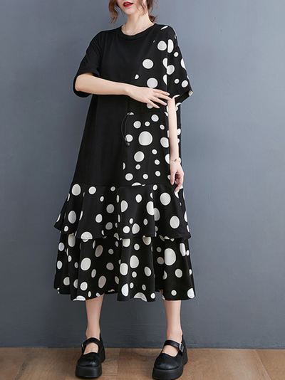 Look At The Stars Women's Round Neck A-line Dress