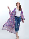 Evatrends cotton gown robe printed kimonos, Outerwear, Cotton 100%,  Nightwear, long kimono, kimono board Sleeves, loose fitting, Floral Print, belted