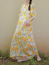Cotton Yellow Color Floral Print Kaftan Dress
