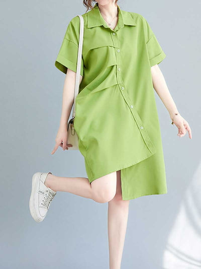 Cotton Short Sleeves Shirt Dress