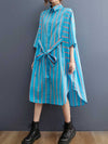 Stripes Cotton Blue Color Shirt Dress