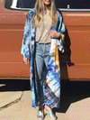 Evatrends cotton gown robe printed kimonos, Outerwear, Polyester, Nightwear, long kimono, Kimono Broad sleeves, loose fitting, Tie- Dye Print, Belted