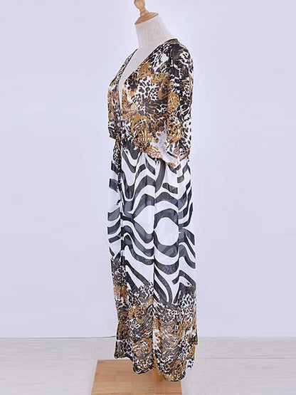Evatrends cotton gown robe printed kimonos, Outerwear, Chiffon, Nightwear, long kimono, Board Sleeves, Multicolor, loose fitting, printed
