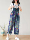 Dungarees cotton denim ripped jeans floral vintage retro style overall