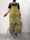 Dungarees cotton, floral, vintage, retro style overall, Ethnic Print, Adjustable Straps, Trousers