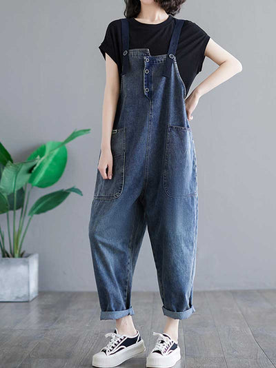 Eva Trends Dungarees cotton denim ,vintage retro style overall, Adjustable straps, double side pockets, Trouser, Denim overall, High Waist