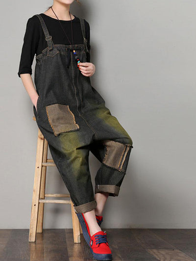 Dungarees, cotton denim, ripped jeans, vintage retro style, overall