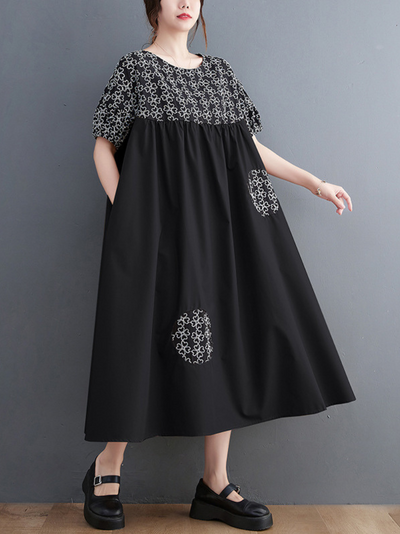 Women's Black Cotton Dress