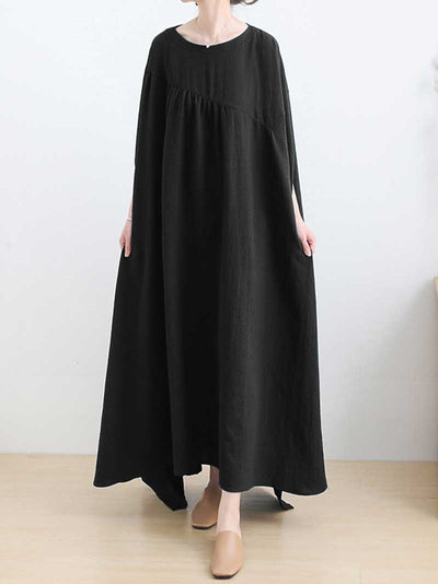 Plain Cotton Bat Sleeves Kaftan Dress