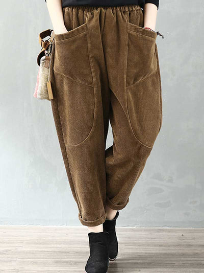 Evatrends Nine-Point Pants, Bottom, Plain pant, Double side Pockets, Elastic Waist