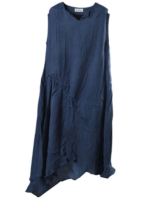 A través del vestido de algodón y lino a la línea de algodón y lino