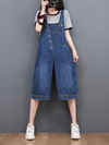 Womens Summer Dungarees Holiday Overalls Shorts Jeans Pockets Loose Casual Jumpsuit