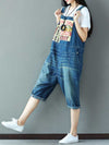 Dungarees cotton denim ripped jeans ,vintage retro style overall, Adjustable straps, Cropped Pants