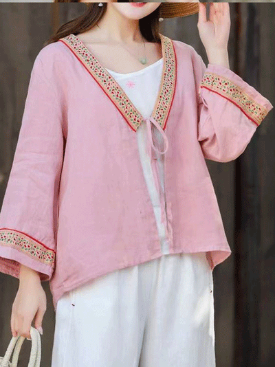 Love Yourself Embroidery lace-up Shirt Top