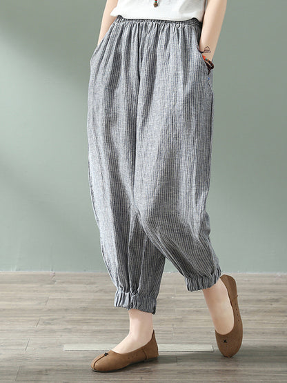 Pantalon de coton et de lin à roues à roues