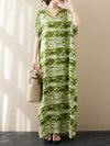 Printed  Cotton Short Sleeves Kaftan Dress