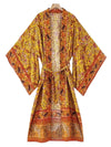 Evatrends cotton gown robe printed kimonos, Outerwear, Cotton, Nightwear, long kimono, Kimono Broad sleeves with armpit opening, loose fitting, Floral Print, Belted