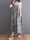 Dungarees cotton denim, Trouser, floral ,vintage retro style overall, double pockets, floral printed