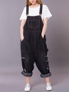 Dungarees, denim ripped , retro style overall, side and back pockets, ripped