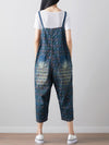 Dungarees, cotton denim, floral, vintage, style overall, Short Sleeves, Non-Stretchable