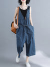 Dungarees cotton denim ripped jeans floral vintage retro style overall