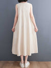 Plain Cotton Sleeveless Midi Dress