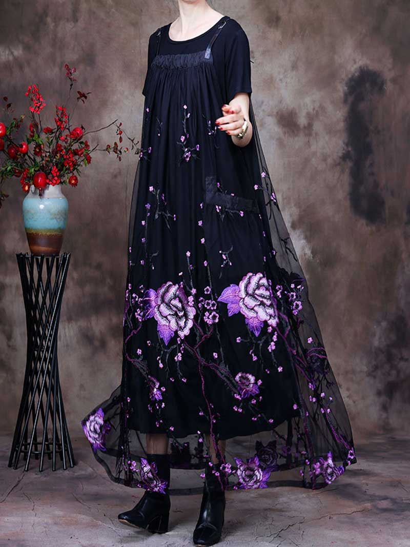 Eva trends maxi dress, Lace dress, floral dress, Maxi dress, Long Dress, Summer dress, Short Sleeves, Vintage Collection, Square neck, Buckle style dress, Printed floral, Maxi Salopette Dress