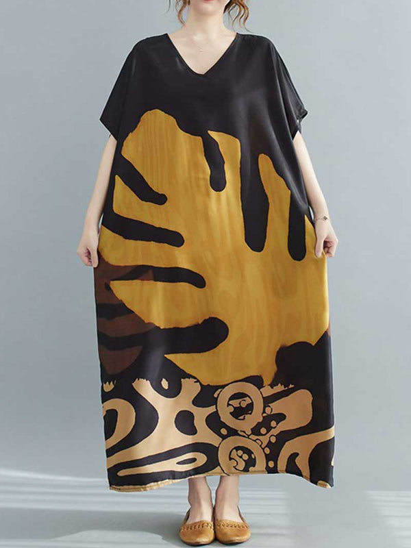 Princess Lady Leaf estampado Midi Midi Vestido