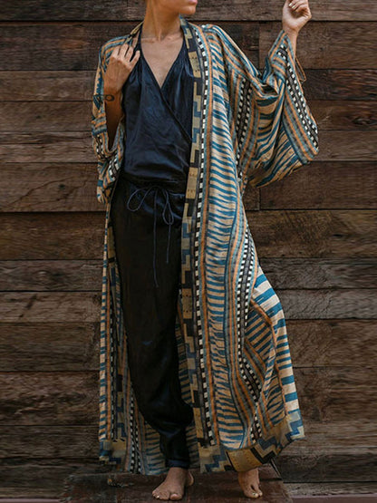 Evatrends cotton gown robe printed kimonos, Outerwear, Cotton, Nightwear, long kimono, Broad sleeves with armpit opening long Sleeves, loose fitting, Printed