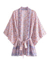 Evatrends cotton gown robe printed kimonos, Outerwear, Cotton, Nightwear, Short kimono, Board Sleeves, loose fitting, Printed, Floral, Belted