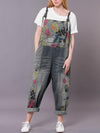 Dungarees cotton denim ripped jeans floral vintage retro style overall