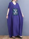 Evatrends kaftan, Cotton, V-neck, Printed, Short sleeves, Embroidered Kaftan Dress, Embroidered , Loose Waist, Long Dress, Beachwear Dress, Embroidered Kaftan Dress