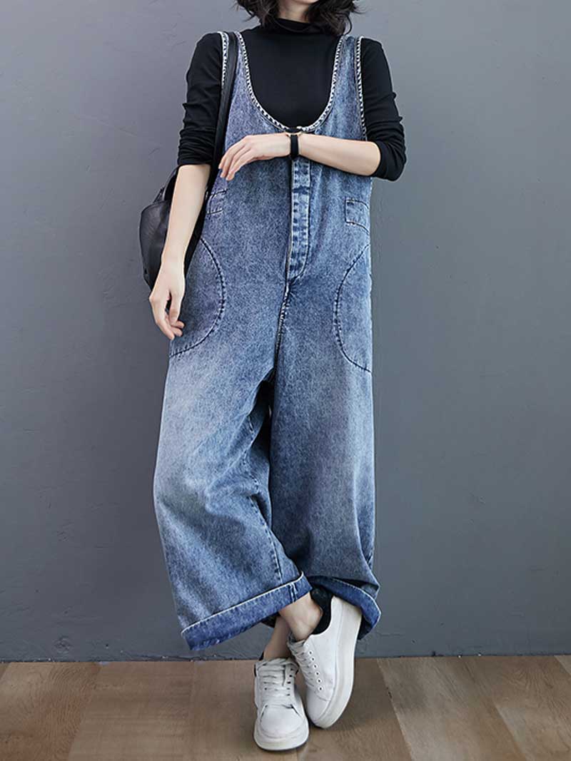 Dungarees cotton denim jeans ,vintage retro style overall, Adjustable straps, Double side pockets, Wide leg style, Overall Dungaree