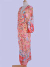 Evatrends cotton gown robe printed kimonos, Outerwear, Chiffon, Nightwear, long kimono, Board Sleeves, Pink color, loose fitting, Floral Print, fashionshow, kimono,