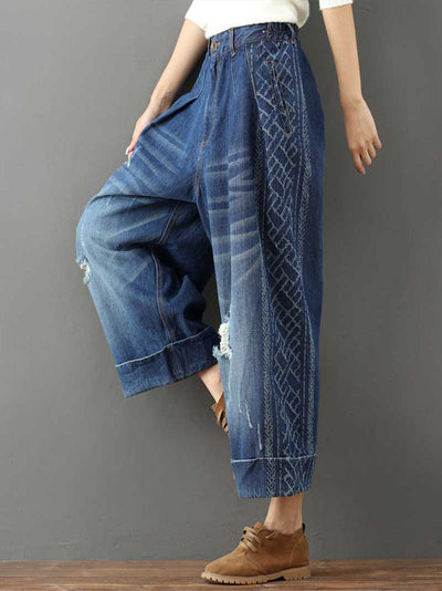 Evatrends Denim Pants, Bottom, Double side Pockets, Ripped, Patch pant, Side Printed, Trouser Pant