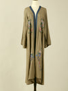 Evatrends cotton gown robe printed kimonos, Outerwear, Cotton, Nightwear, long kimono, Kimono Broad sleeves, loose fitting, Flower Embroidered