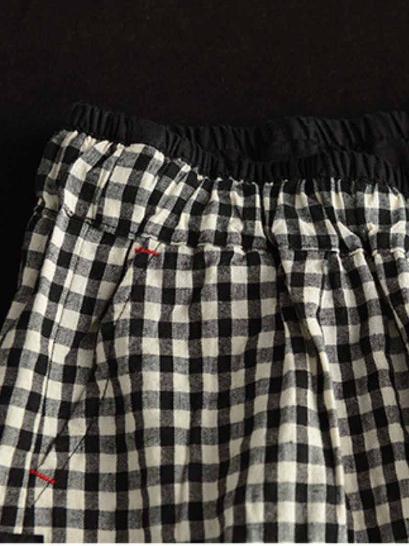 ladies plaid bottom trousers 
